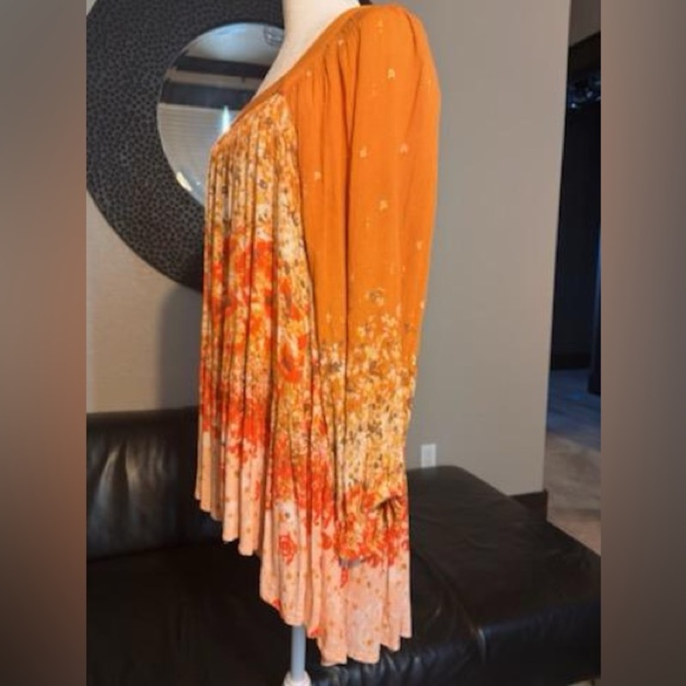 Free People Orange and Yellow Floral Tunic Dress - Picture 7 of 14